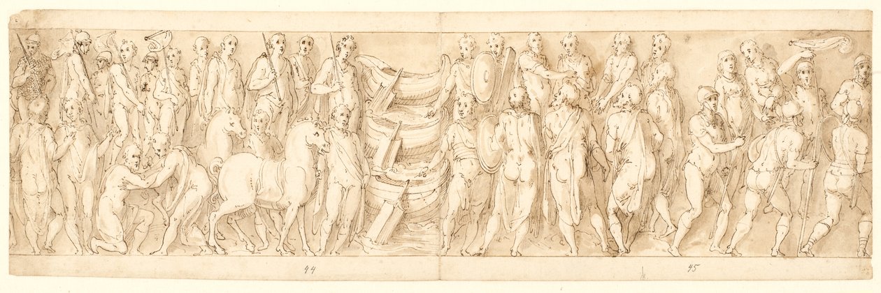 The Sarmatians Surrender; Germans are Led Across the Danube; Germans Being Accused by Sarmatians Before Marcus Aurelius; Beginning of a Beheading Scene by Giovanni Guerra