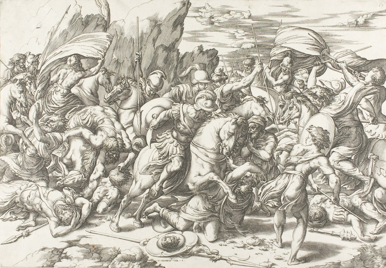 The Battle around the Shield and Lance by Giovanni Jacopo Caraglio