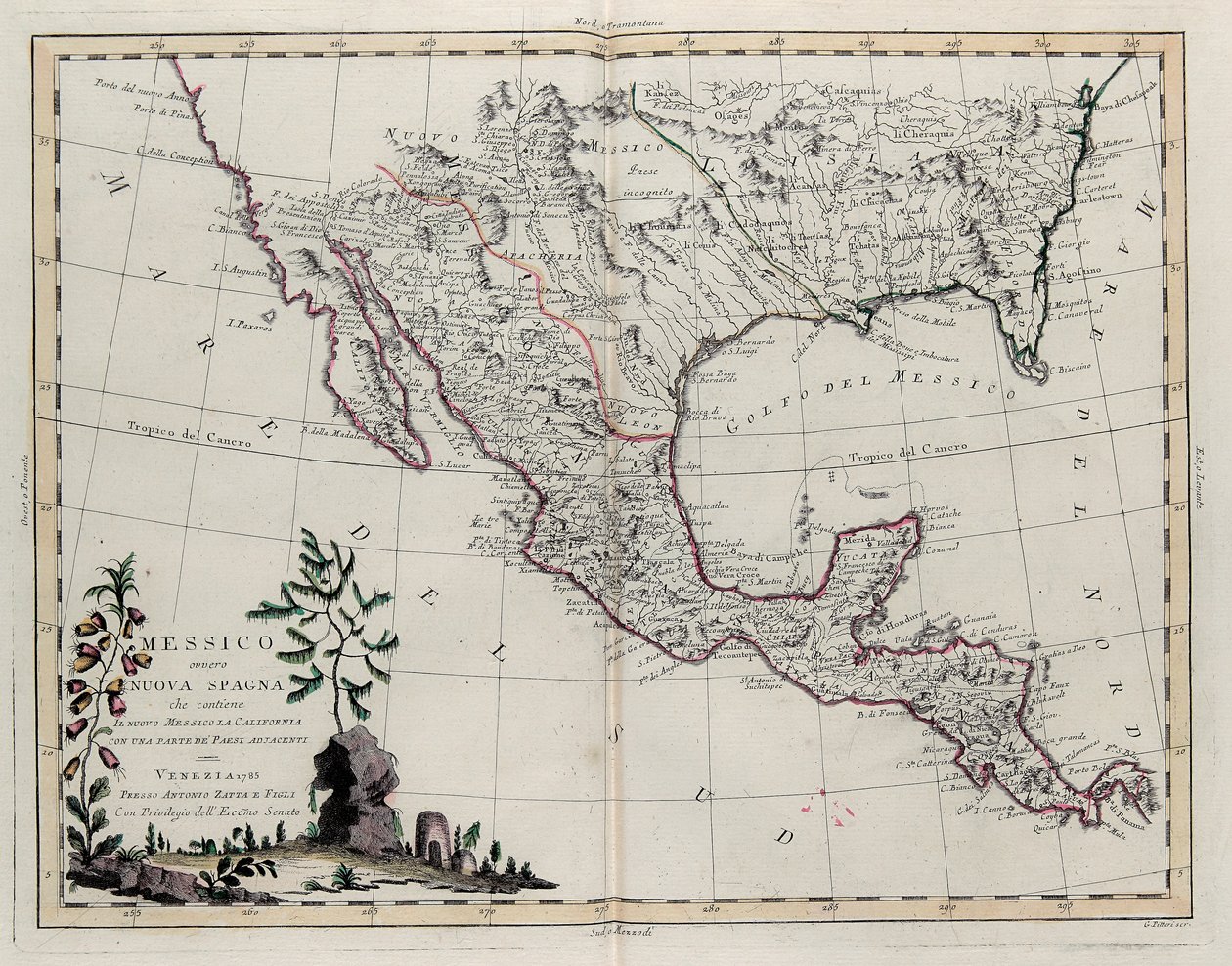 Mexico or New Spain Containing New Mexico, California with a Portion of Adjacent Countries, from Tome IV of the New Atlas, Engraved by G. Zuliani by Giovanni Marco Pitteri