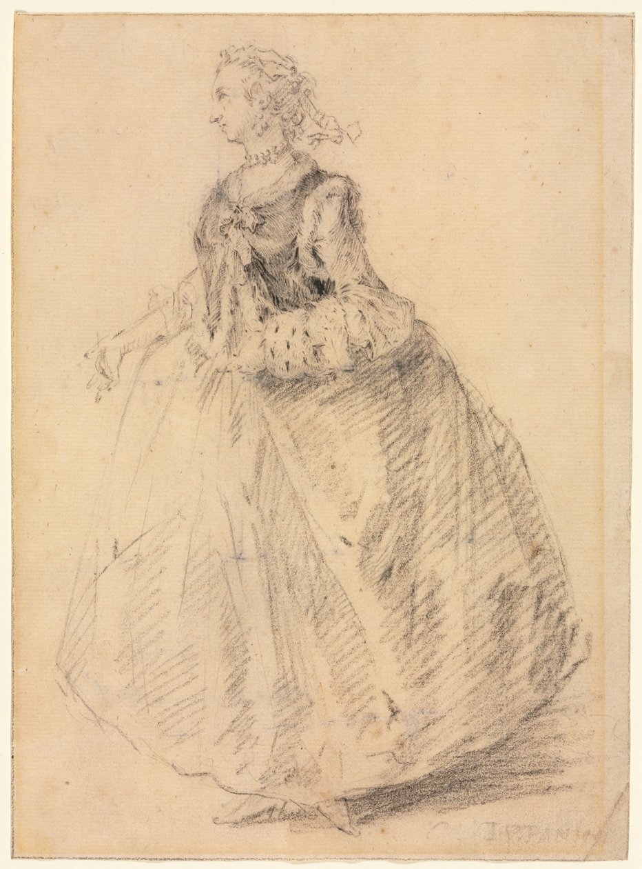 Standing Woman with an Ermine Muff, 18th century by Giovanni Paolo Pannini