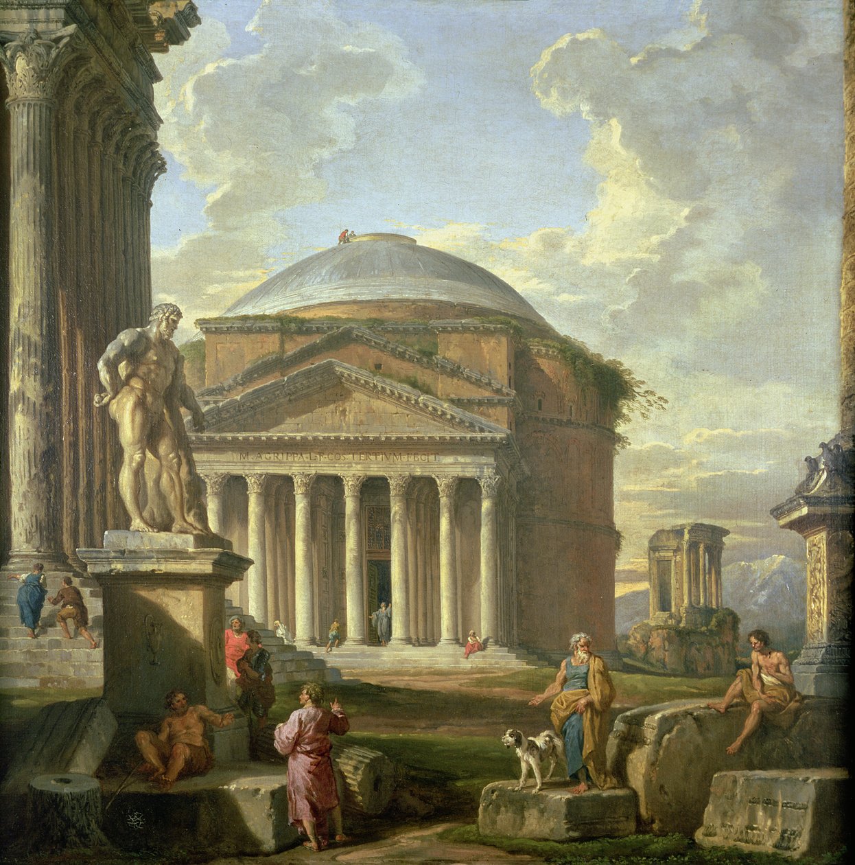 View of the Pantheon, the Farnese Hercules and other Roman Ruins by Giovanni Paolo Pannini