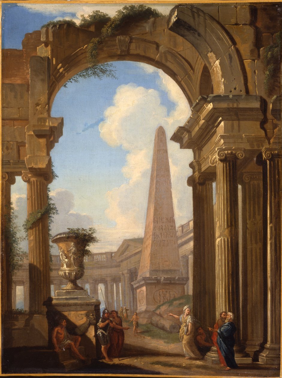 Capricci of Roman Ruins with Figures by Giovanni Paolo Pannini
