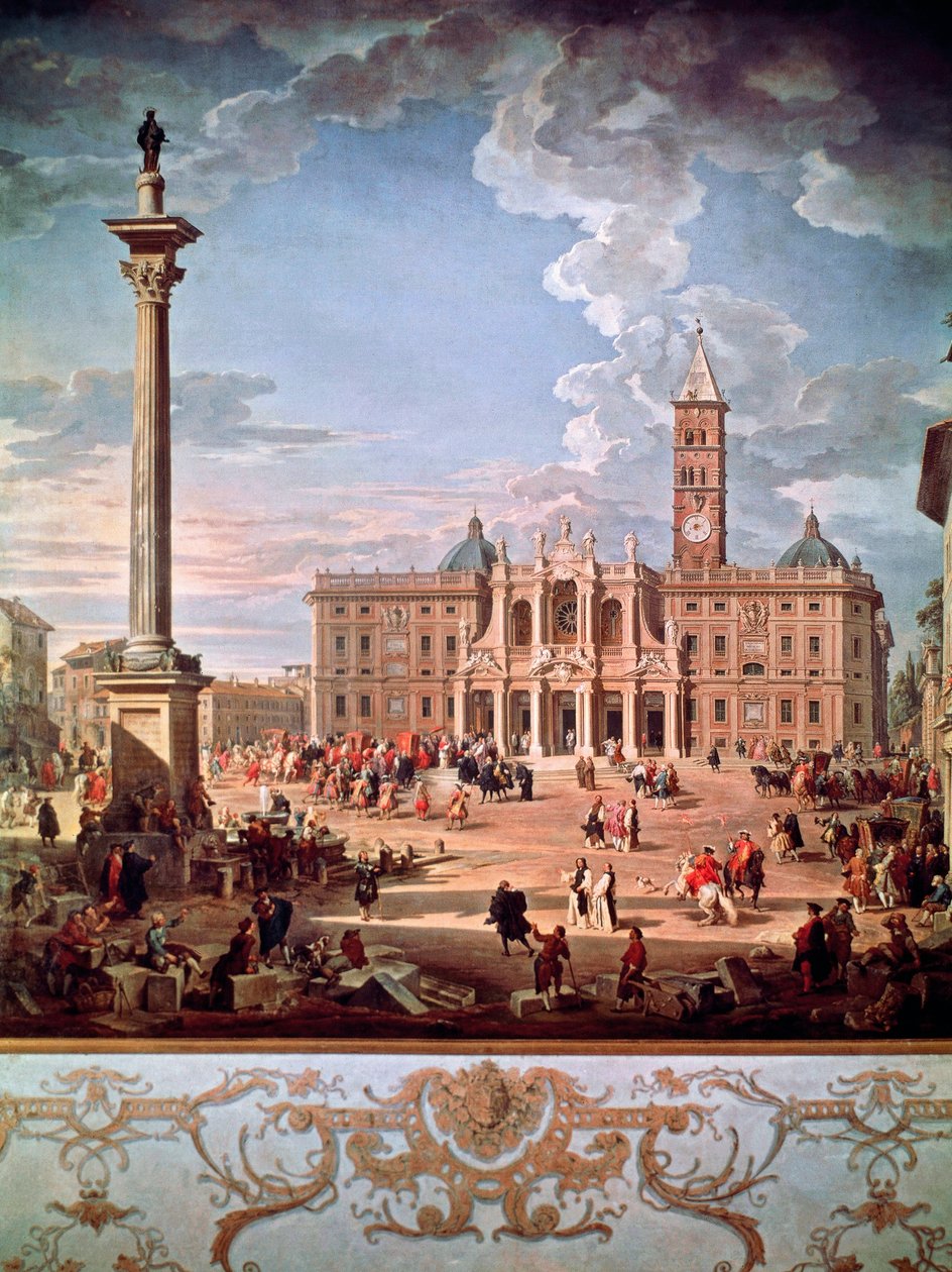 Piazza and Church of Santa Maria Maggiore by Giovanni Paolo Pannini
