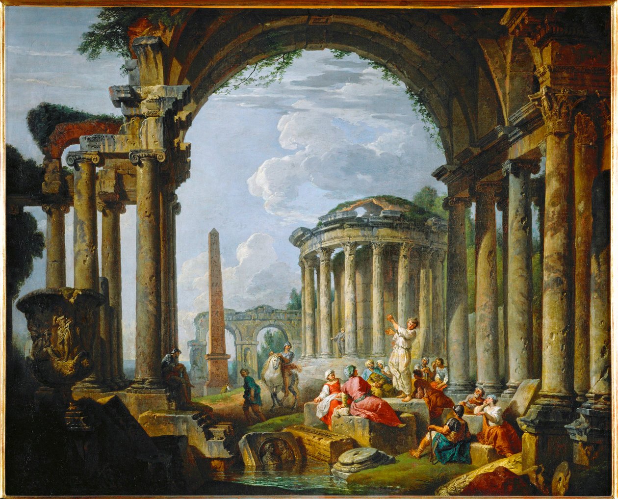 Preaching in Ancient Ruins by Giovanni Paolo Pannini or Panini