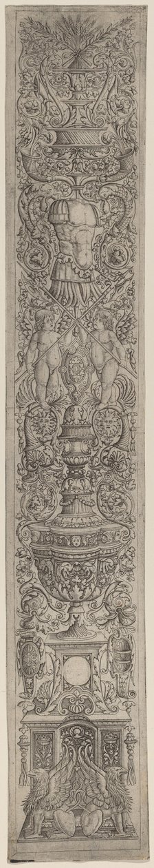 Ornament Panel: Griffins and Two Cupids Crossing Halberds by Giovanni Pietro Birago and Zoan Andrea