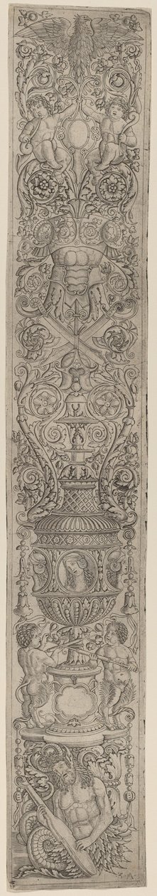 Ornament Panel: Triton and Two Infant Satyrs by Giovanni Pietro Birago and Zoan Andrea