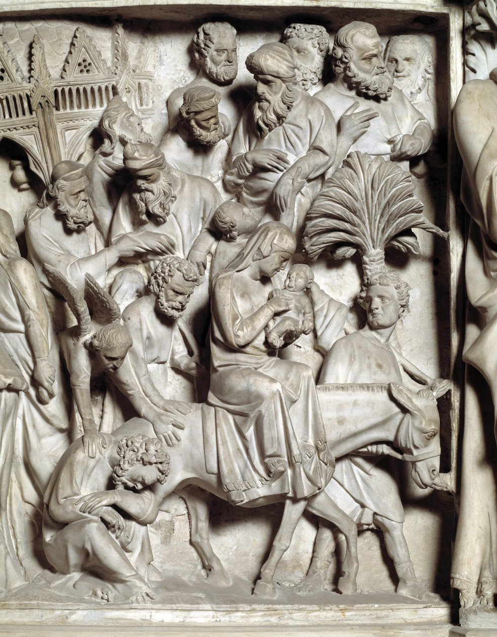 Detail of the Reliefs of the Chair by Giovanni Pisano: Flight into Egypt (detail) by Giovanni Pisano