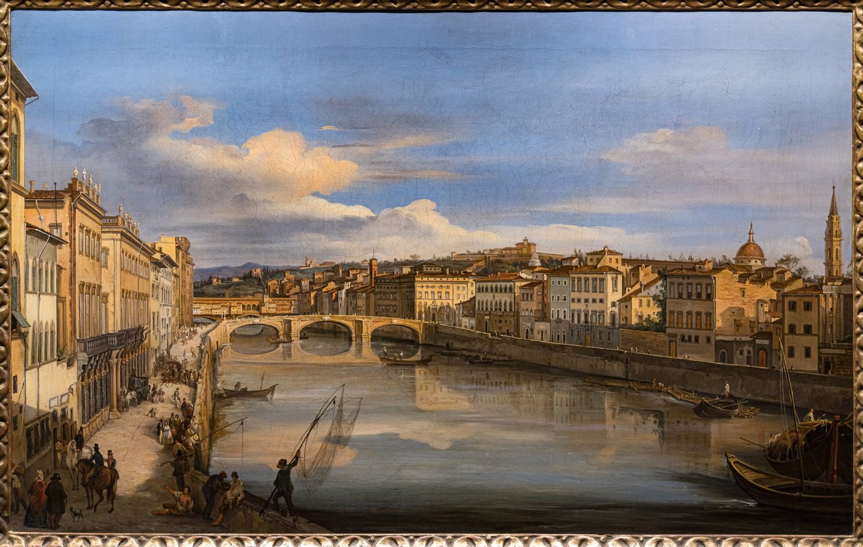 View of the Arno from the Alla Carraia Bridge by Giovanni Signorini