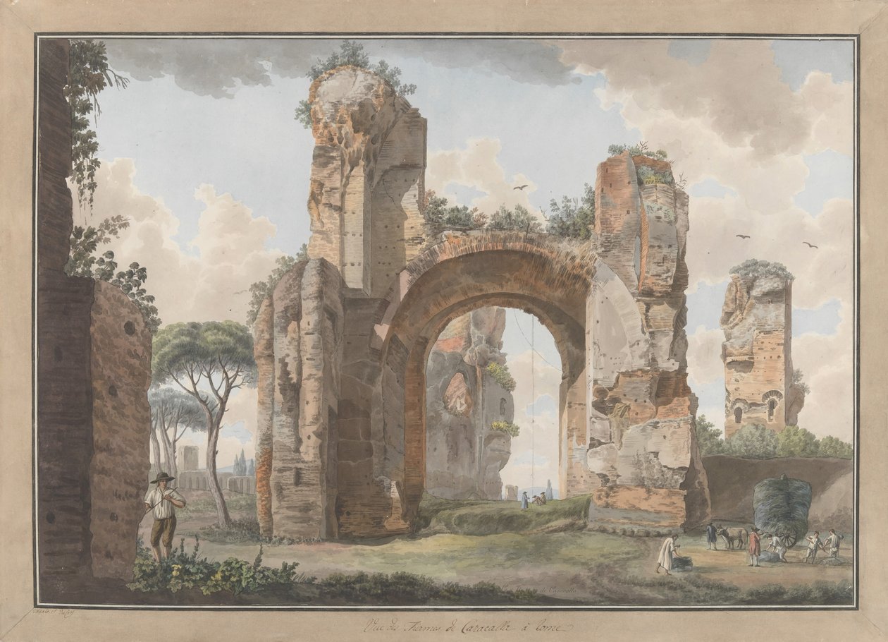Interior of the Baths at Caracalla, ca. 1780 by Giovanni Volpato, Louis Ducros