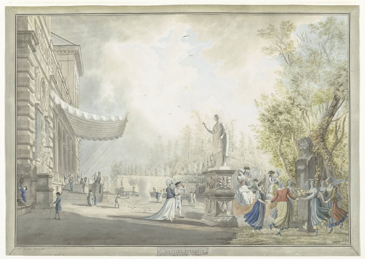 View of the Villa Borghese Pinciana and the Villa Borghese Gardens in Rome by Giovanni Volpato