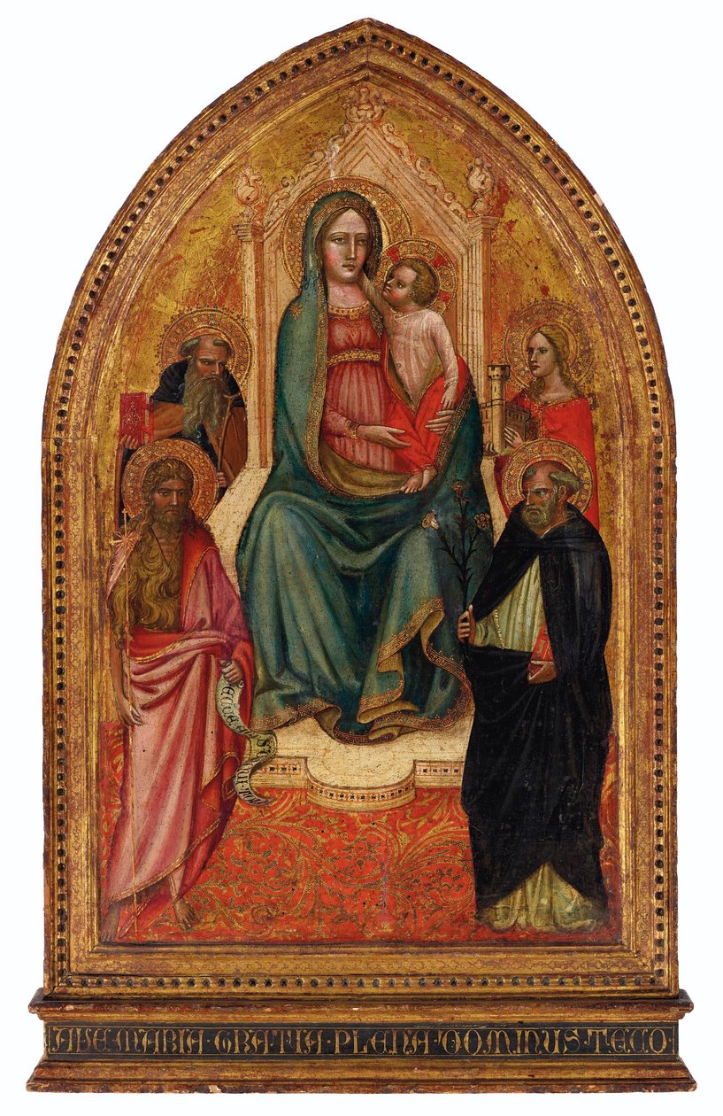 The Madonna and Child enthroned with Saints Barbara, Dominic, John the Baptist and Anthony Abbot by Giovanni dal Ponte
