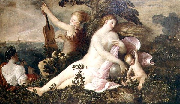 Allegory of a Venetian Victory, the Central Figure of Fortune or Chance Accompanied by Figures Symbolising Nature and Music by Giovanni de Busi Cariani