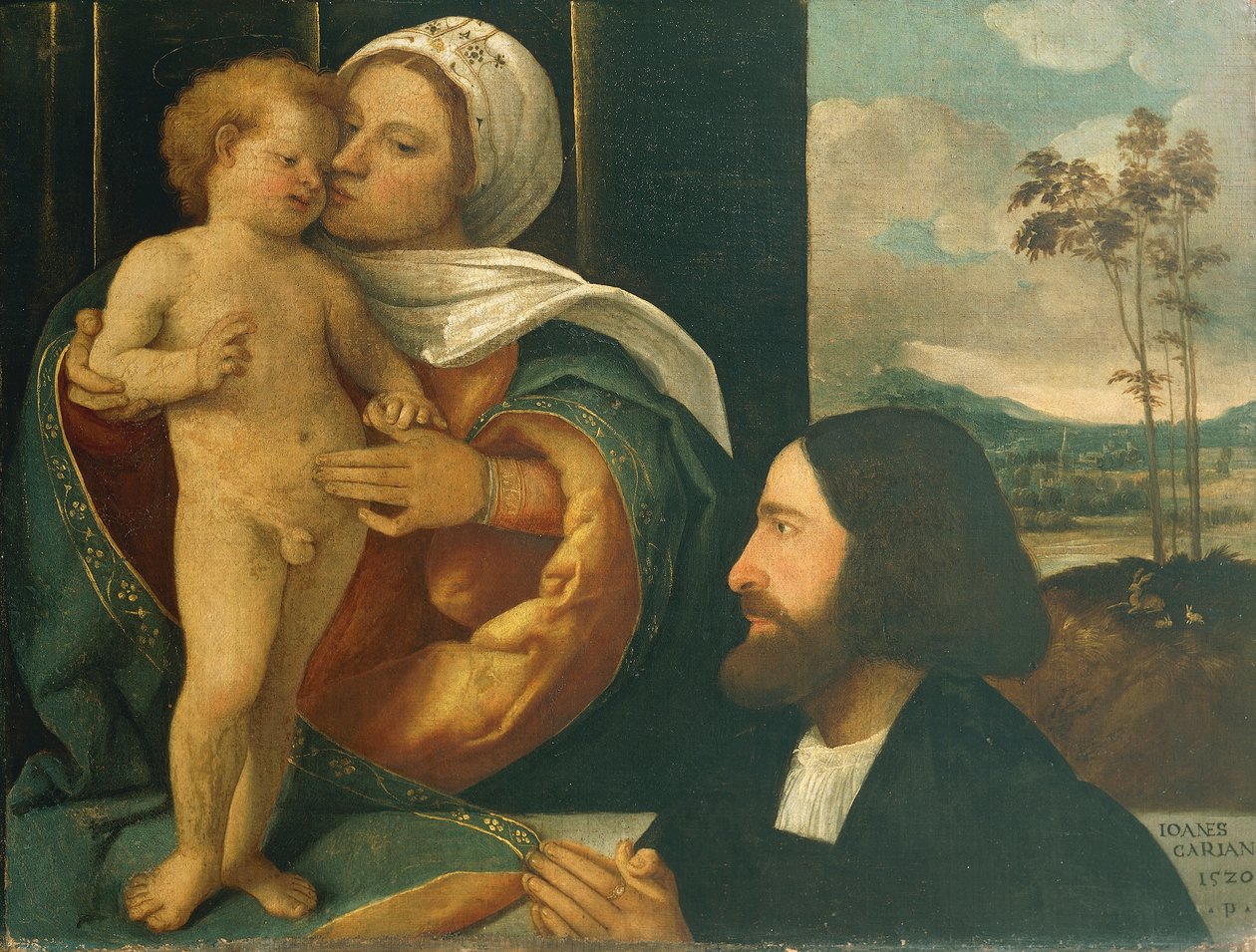 Madonna with Child and devotee by Giovanni de Busi Cariani