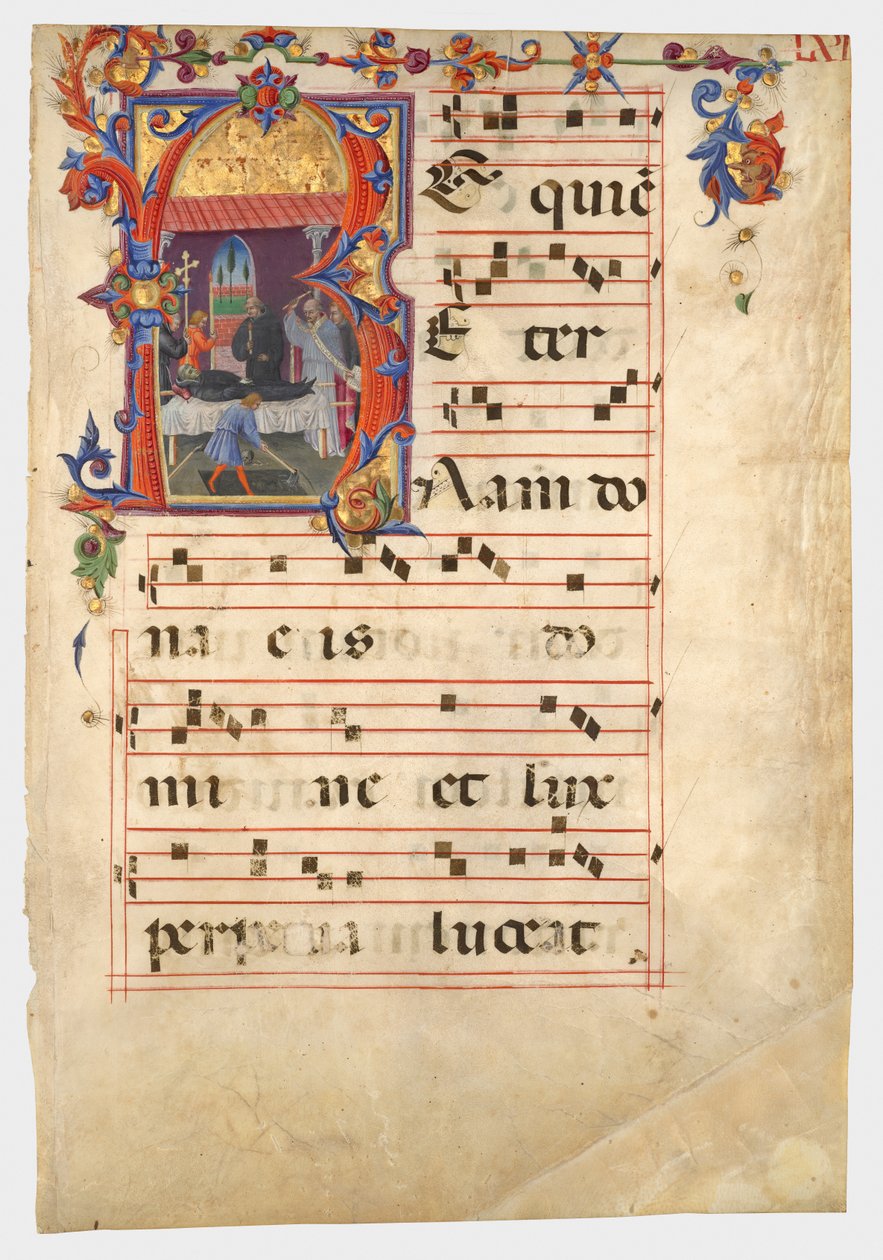 Initial R: A Burial Scene by Giovanni di Paolo