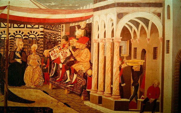 Frontal from the Adimari Cassone depicting a wedding scene in front of the Baptistry, c.1450 by Giovanni di Ser Giovanni Scheggia