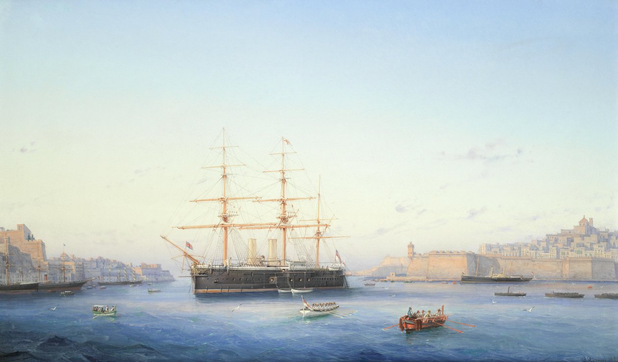 HMS Alexandra in the Grand Harbour, Malta by Girolamo Gianni
