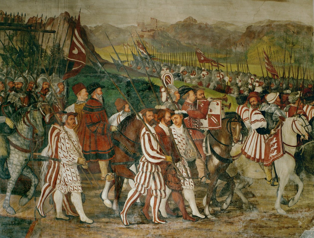 König Christian und Bartolomeo Colleoni zu Pferd von Girolamo Romanino