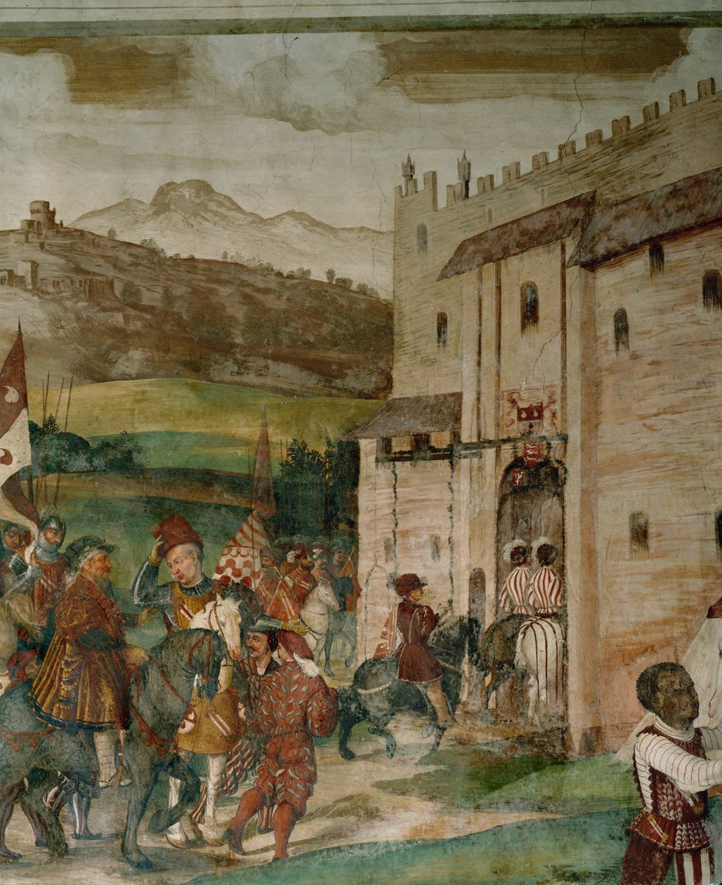 Return of Bartolomeo Colleoni and King Christian to Malpaga after the Hunting Party by Girolamo Romanino