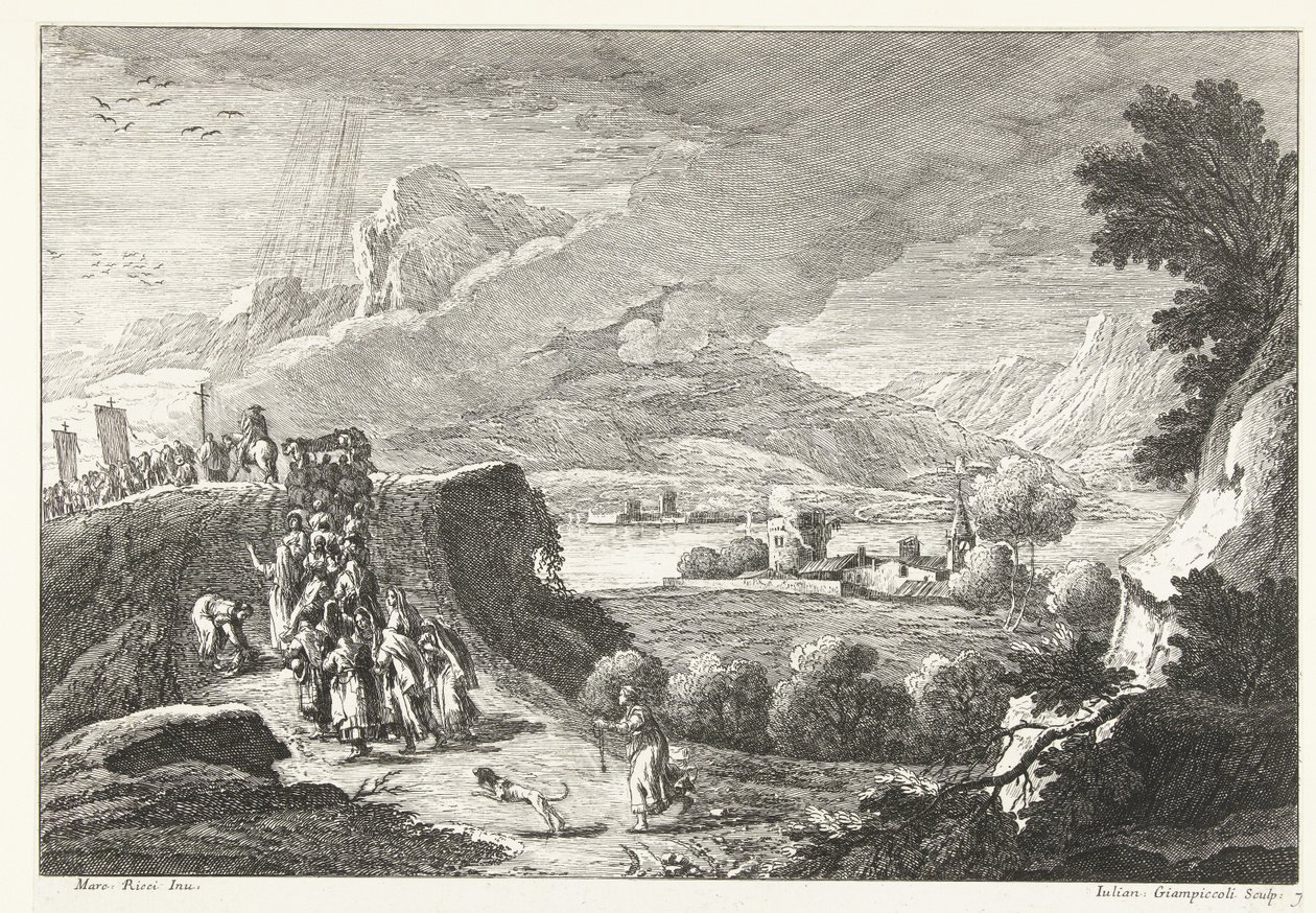 Landscape with Funeral Procession by Giuliano Giampiccoli