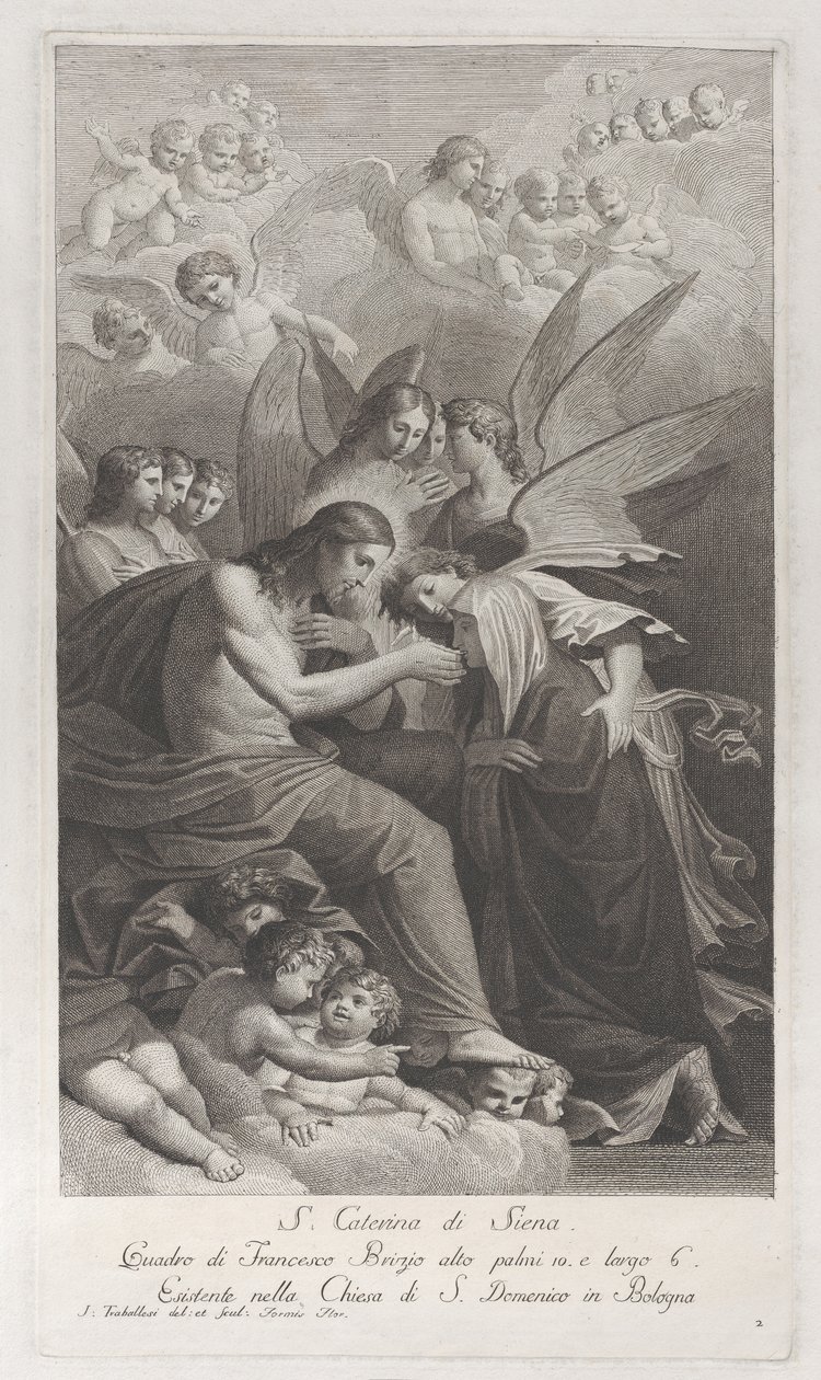 Christ Giving the Sacred Host to the Kneeling Saint Catherine of Siena by Giuliano Traballesi