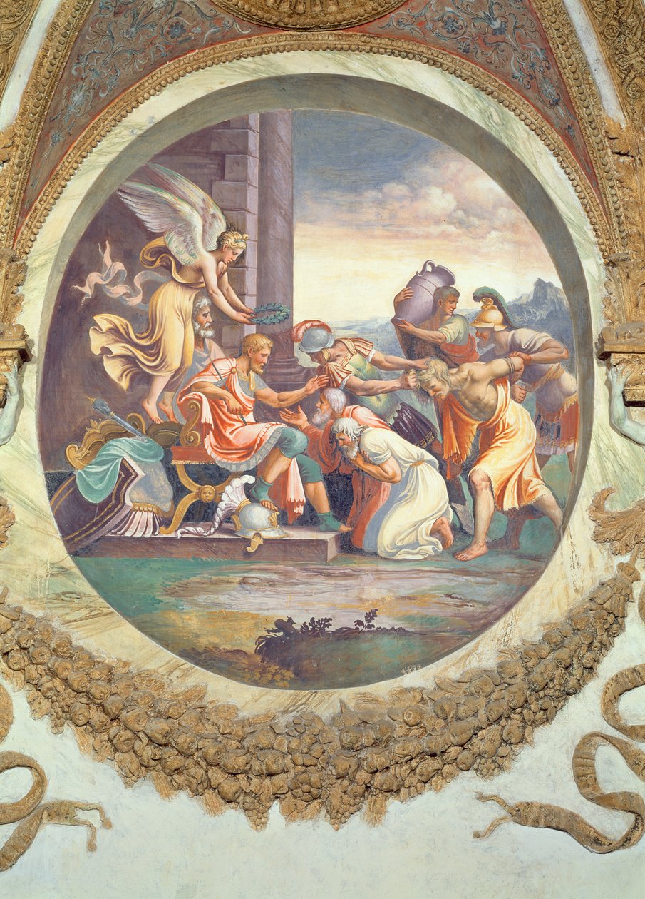 Scene Showing that Those Born under the Sign of Aquarius in Conjunction with the Constellation of Aquila are Imparted with Warlike Virtues, Symbolised by a Scene of Triumph, from the Camera dei Venti by Giulio Romano