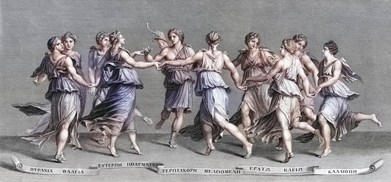 Apollo Dancing with His Nine Olympian Muses by Giulio (after) Romano