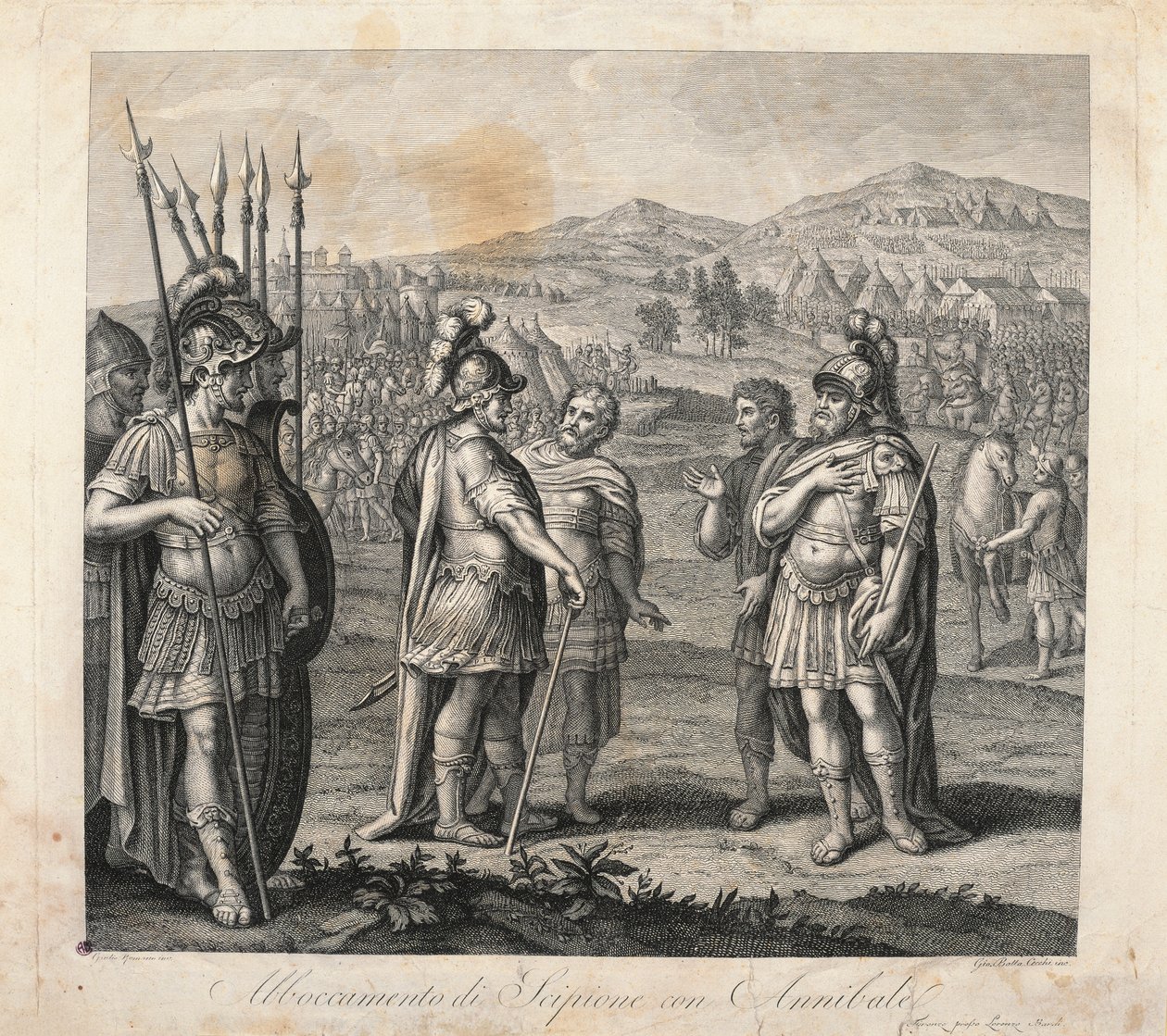 Meeting between Hannibal and Scipio during the Punic Wars by Giulio (after) Romano