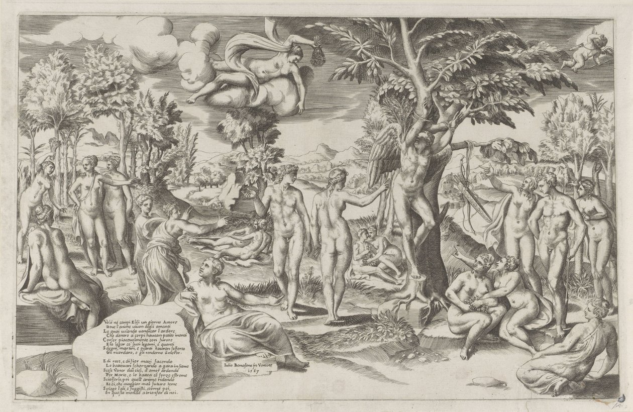 Cupid in the Elysian Fields by Giulio Bonasone