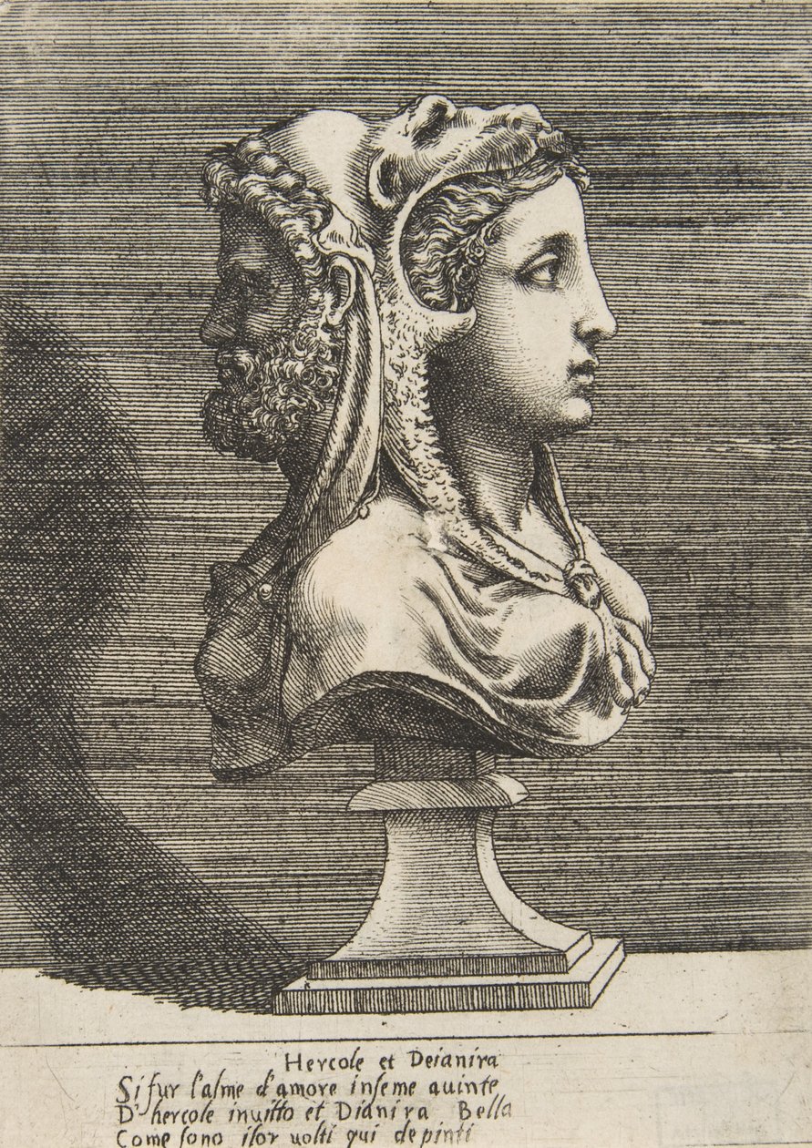 Bust of Hercules and Dejanira by Giulio Bonasone