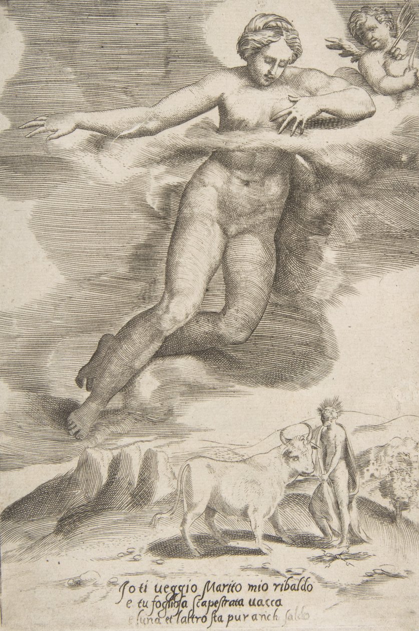 Juno Watching Jupiter and Io, from The Loves of the Gods by Giulio Bonasone
