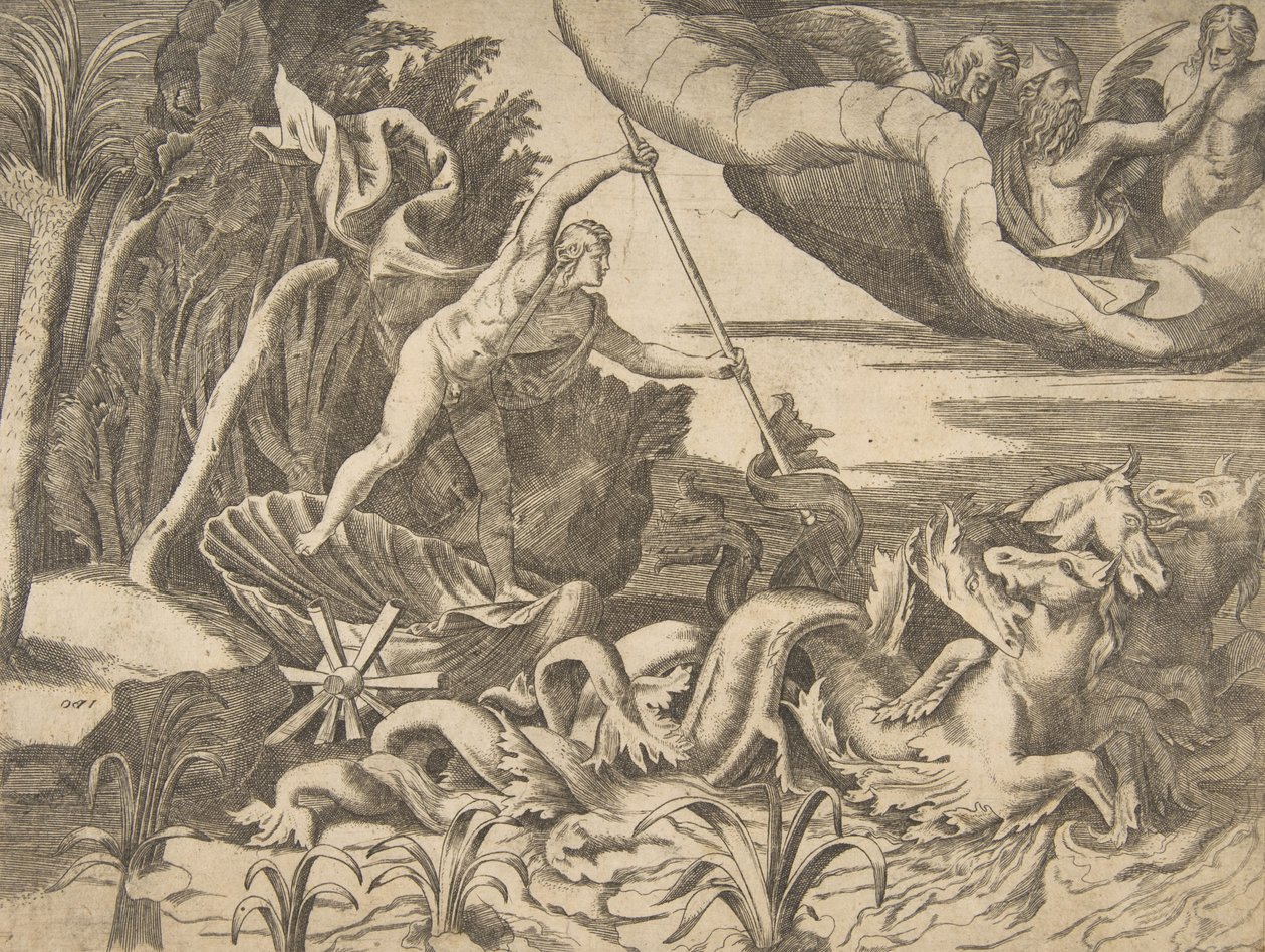 Neptune in His Chariot Being Drawn by Seahorses, from the 