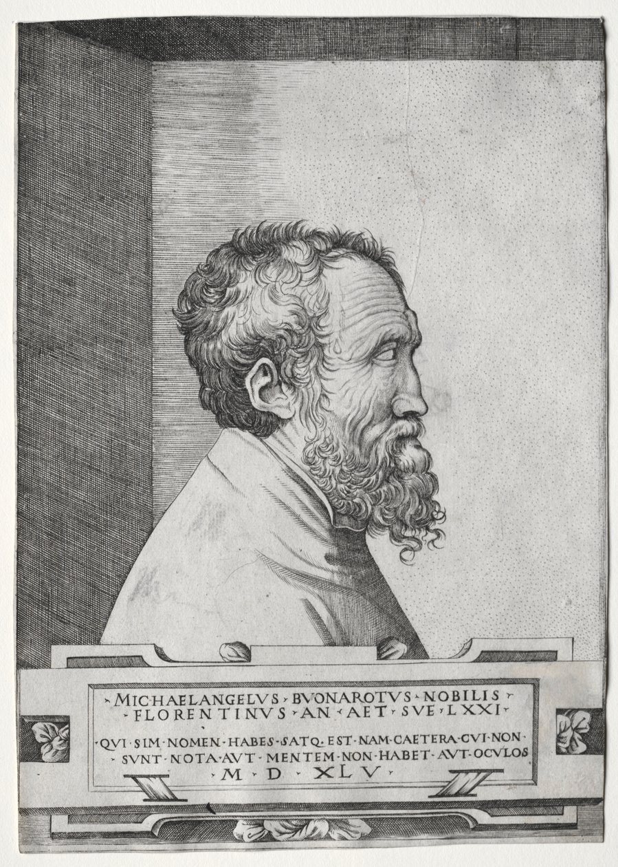 Portrait of Michelangelo in Profile Facing Right by Giulio Bonasone