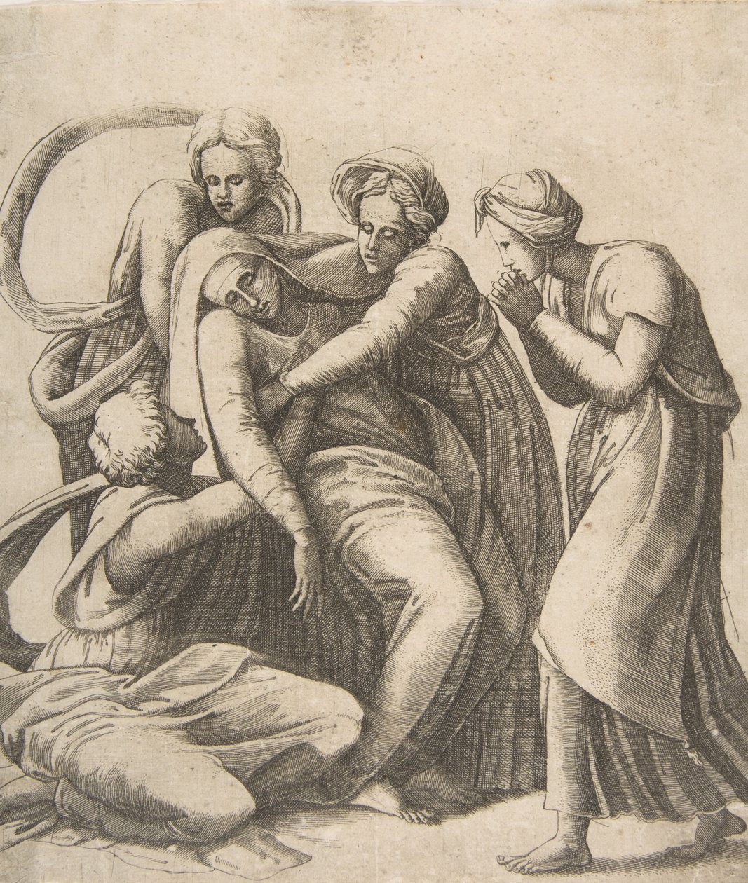 The Virgin Fainting and Being Supported in the Arms of the Holy Women by Giulio Bonasone