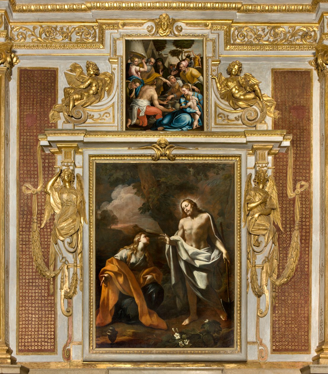 Chapel of the SS Sacrament, First Span North Side, Noli me tangere, Apparition of Christ to the Magdalene, Collection of Manna by Giulio Campi