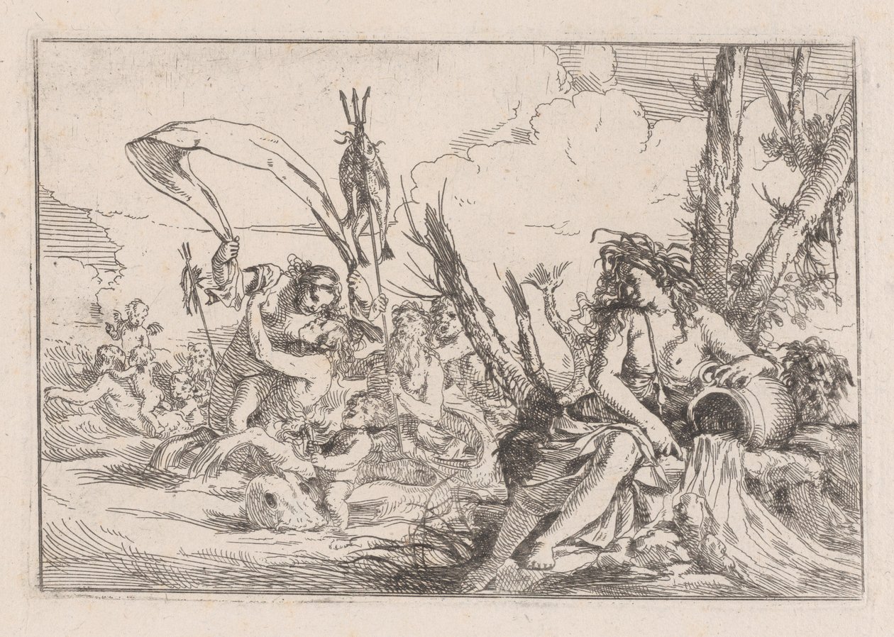 Water, Represented by a Naiad Seated at the Base of a Tree by Giulio Carpioni
