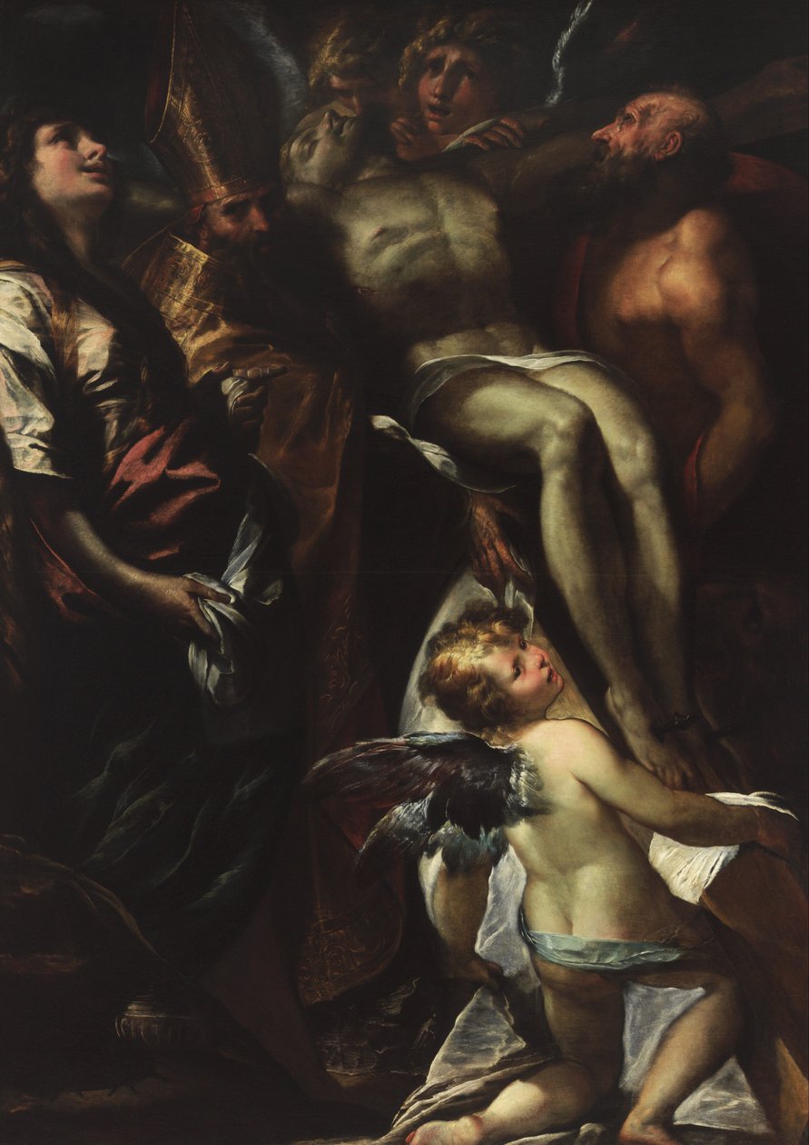 The Lowering of the Cross with Saints Mary Magdalene, Augustine, Jerome and Angels by Giulio Cesare Procaccini
