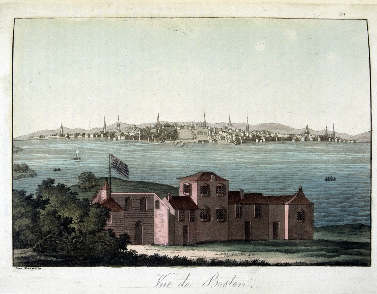 View of the City of Boston - in The Old and Modern Costume, by Dr. Jules Ferrario, ed. Milan by Giulio Ferrario