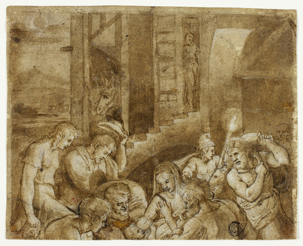 Adoration of the Shepherds (Upper Half) by Giulio Romano