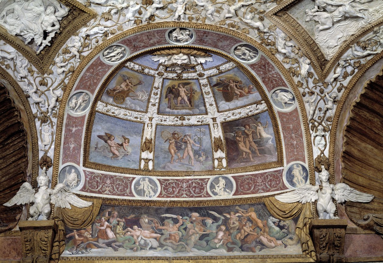 Bezel from the Ceiling of the Hall of the Eagles of the Palace of the Té in Mantua by Giulio Romano