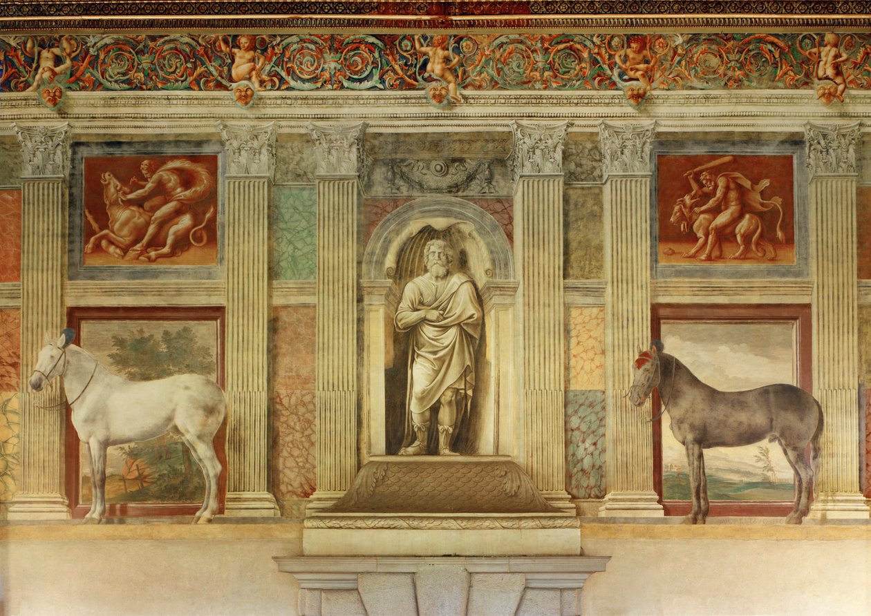 Great Hall of Horses, with Frescoes of the Favorite Horses of the Gonzaga by Giulio Romano