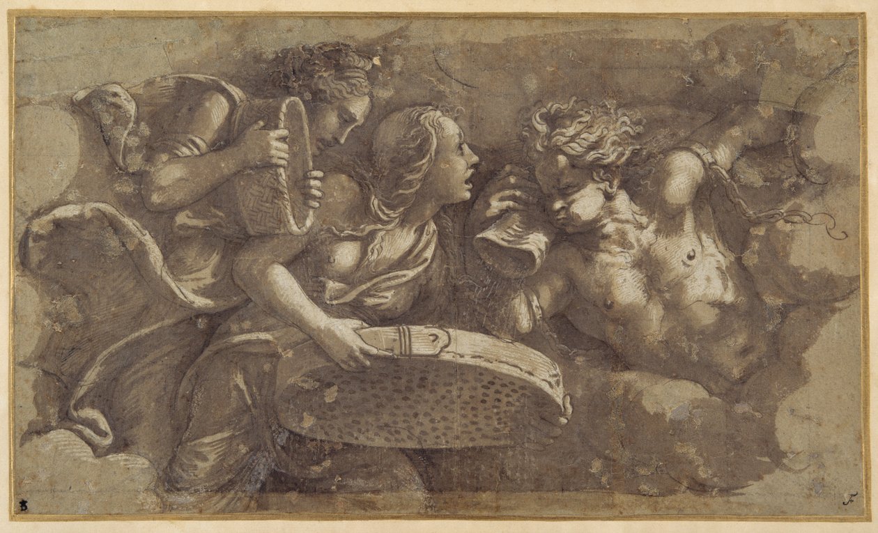 The Vestal Tuccia with the sieve by Giulio Romano