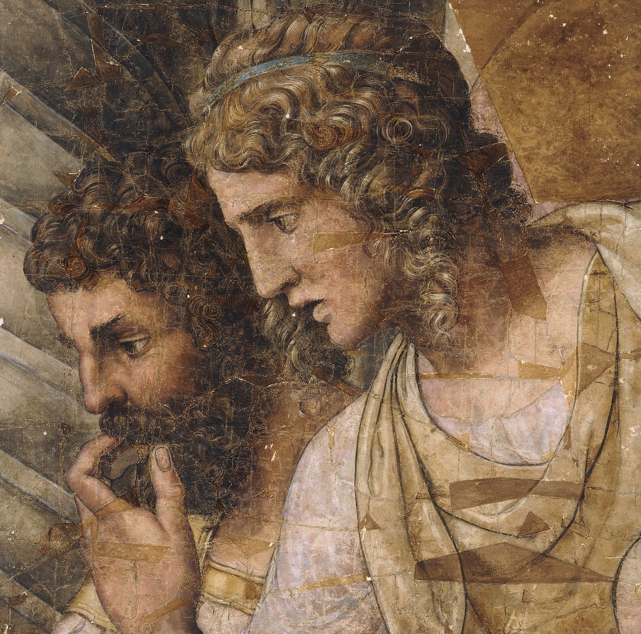 Two Men, Bust Length, Looking Down: a Cartoon for a Tapestry by Giulio Romano