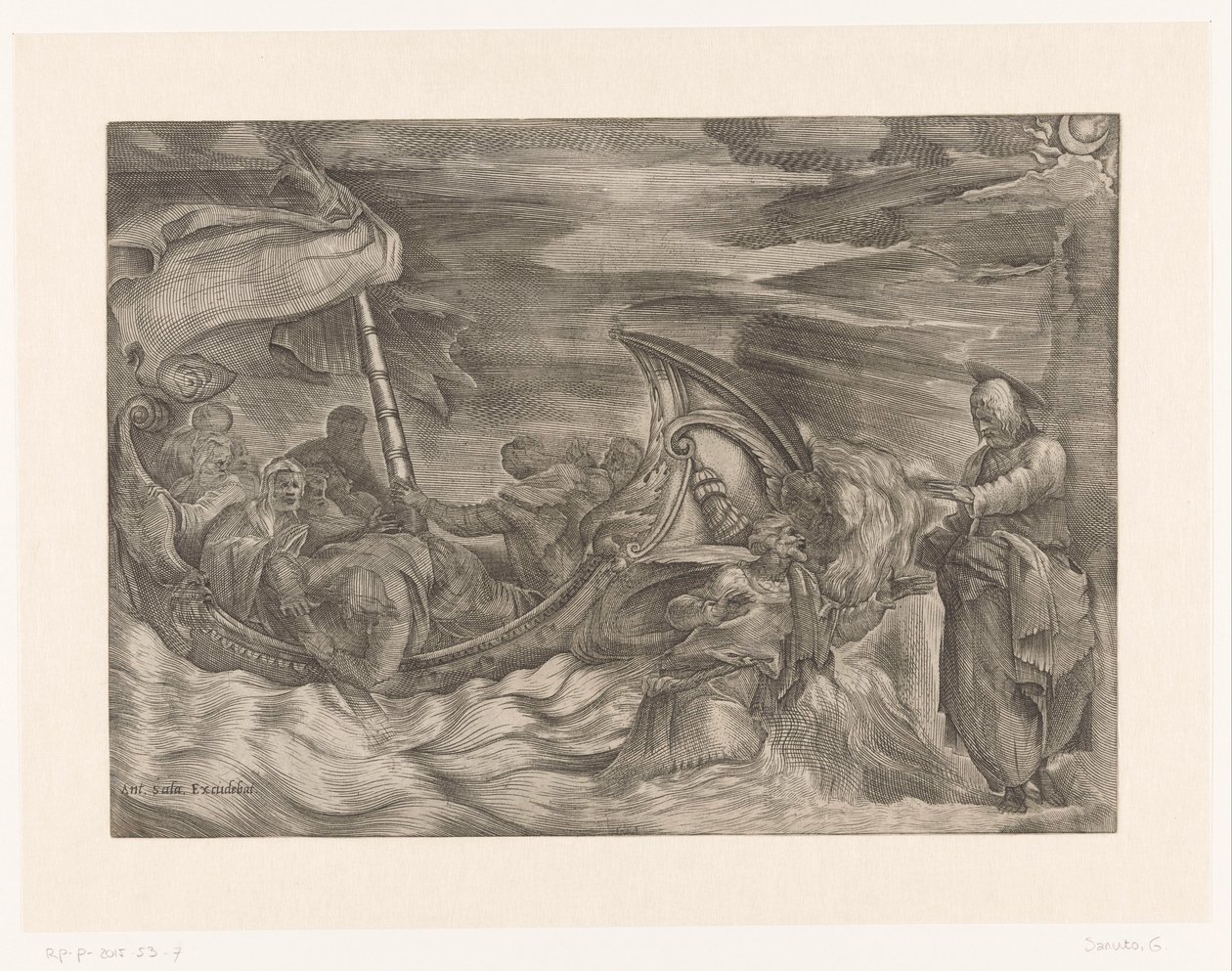 Christ Walking on Water by Giulio Sanuto (attributed to)