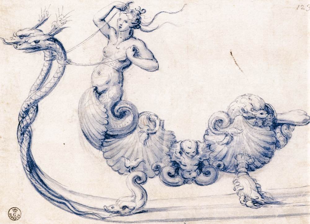 Sketch for a Sleigh with Figures of Sirens by Giuseppe Arcimboldo