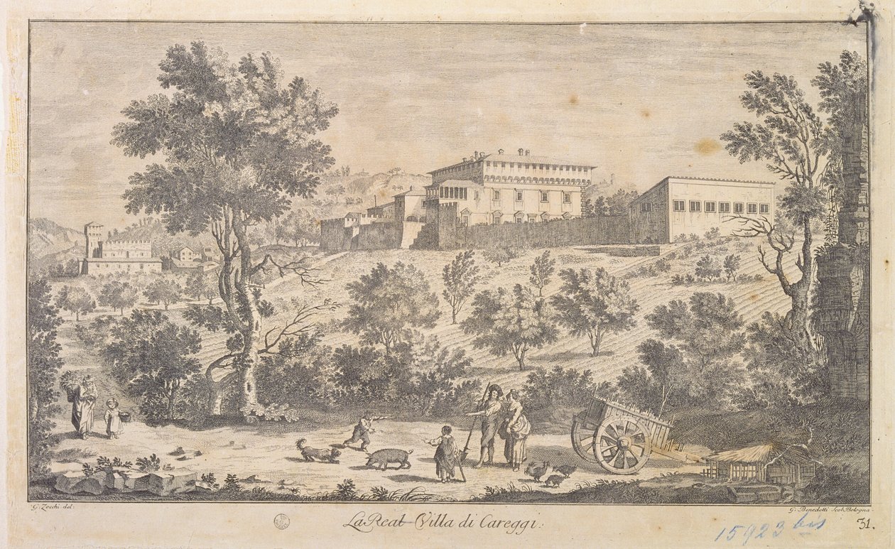 The Villa Careggi, Engraved by G. Benedetti by Giuseppe Zocchi