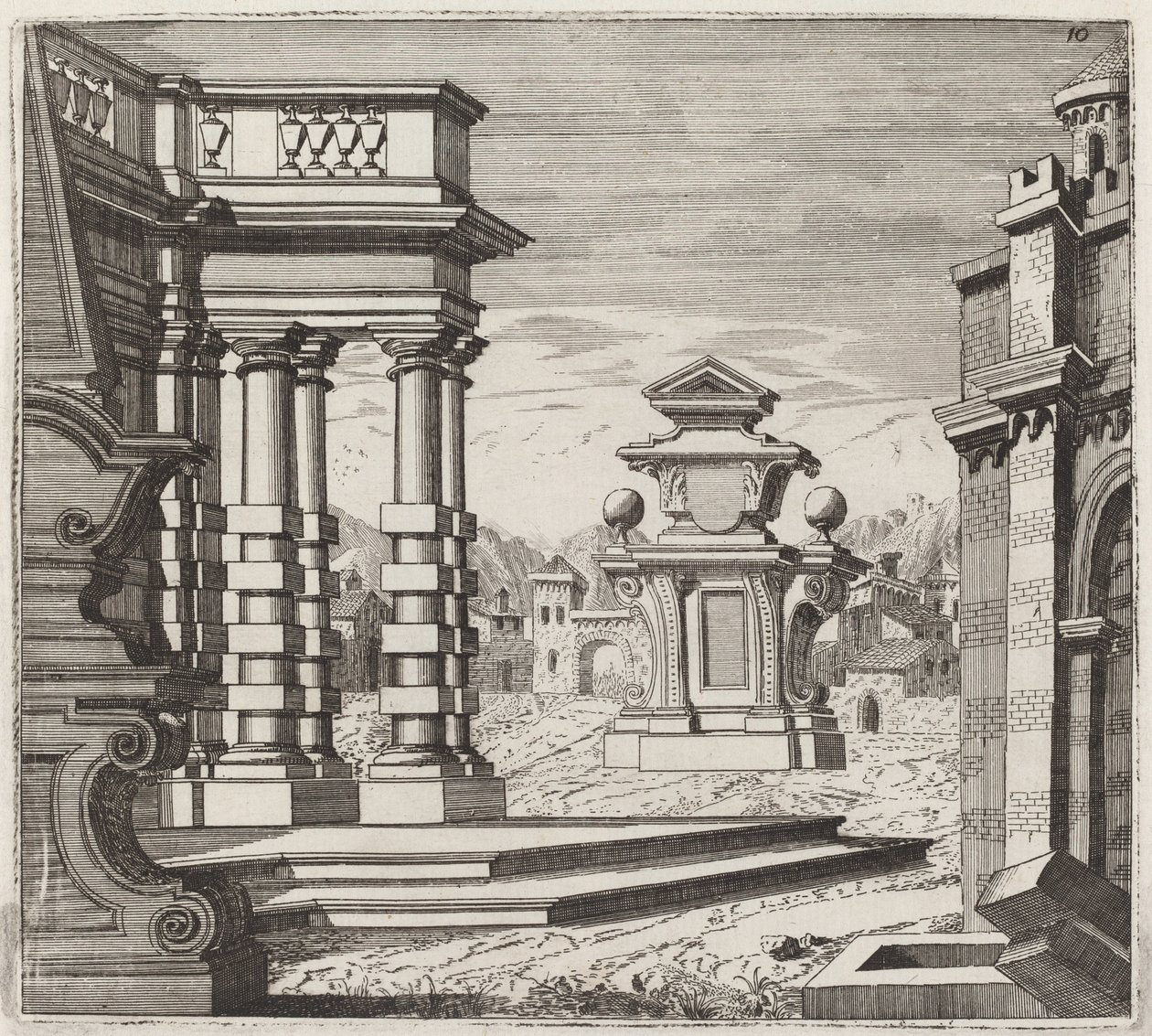 Architectural Fantasy with Portals and Monuments by Giuseppe Antonio Landi