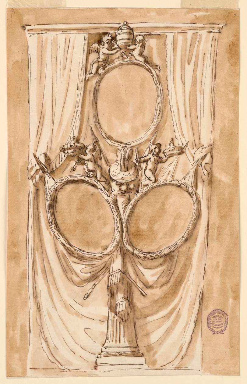 Decoration for portrait of Pope Pius VI and royal couple by Giuseppe Barberi