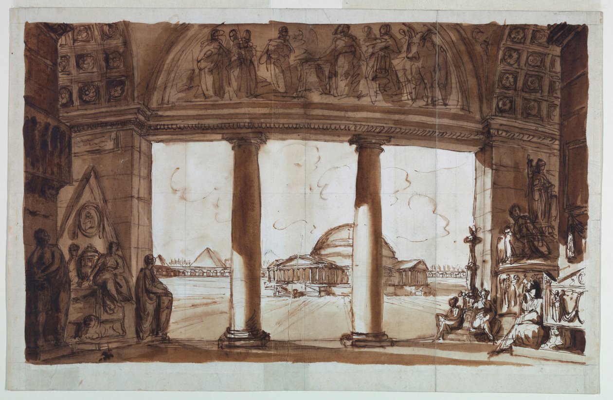 Sepulchral Chapel Seen through a Colonnade by Giuseppe Barberi