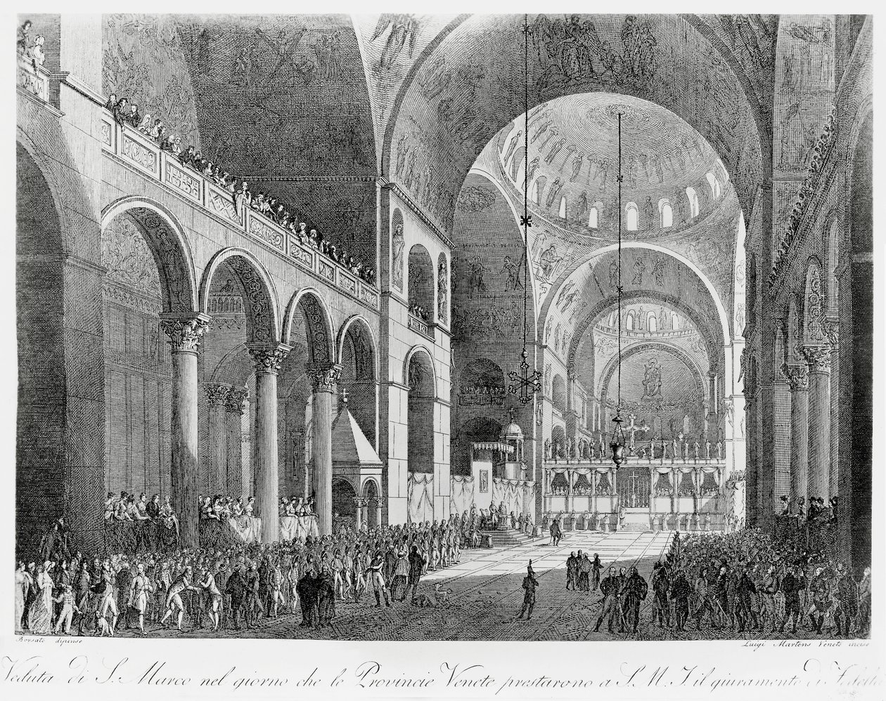 Veneto provinces swear allegiance to Austrian Emperor Francis II in Basilica of San Marco in Venice, May 7 by Giuseppe Borsato