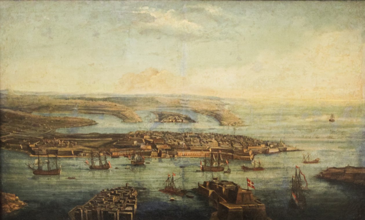 A View of Grand Harbour, Marsamxett and Valletta by Giuseppe Caloriti